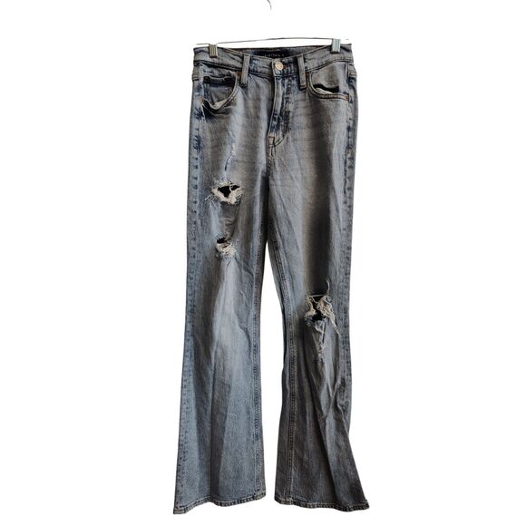 Vintage Aeropostale Women's High Rise Flare Light Wash 2R Distressed Denim Jeans - Picture 1 of 8